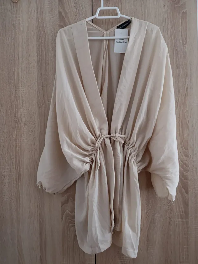 Chaqueta kimono fina color camel