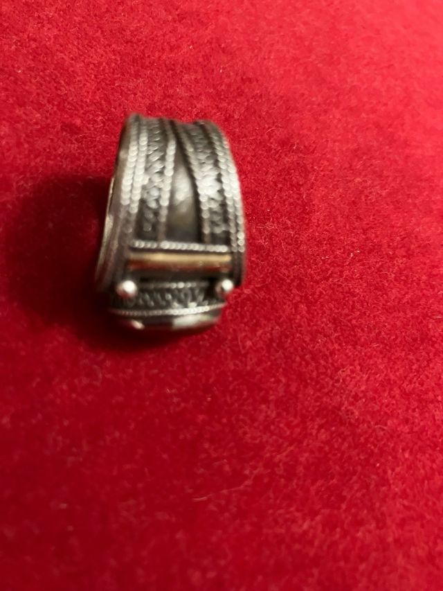 Anillo Plata Ancho Piedra color ámbar Talla 17,3mm