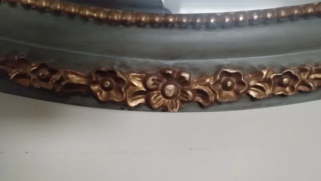 Specchiera Ovale con cornice legno.