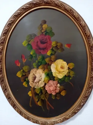 Cuadro Óvalo Flores Pintadas