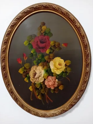 Cuadro Óvalo Flores Pintadas