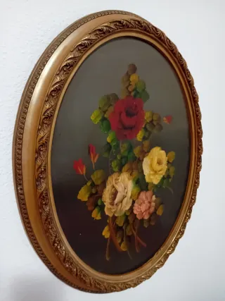 Cuadro Óvalo Flores Pintadas