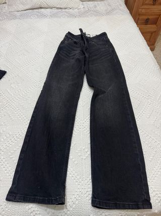 Pantalón vaquero ancho mujer negro