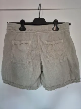 Pantalón corto lino mujer beige