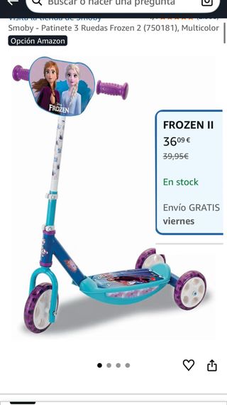 Patinete 3 Ruedas Frozen 2 Smoby