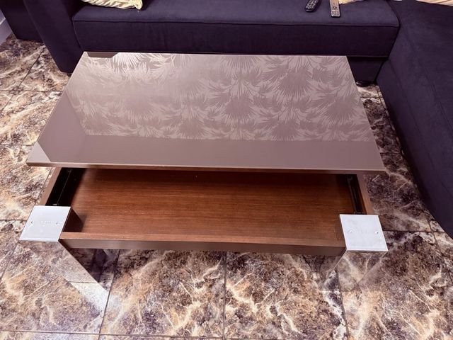 Mesa de centro cristal y madera