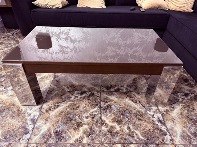 Mesa de centro cristal y madera