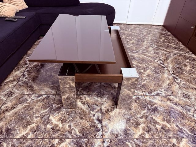 Mesa de centro cristal y madera