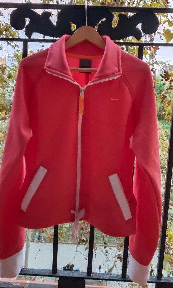 Sudadera Nike salmón y blanco con cremallera T: S