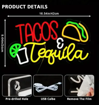 Lampada Neon LED "TACOS & TEQUILA"