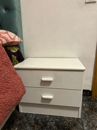 Mesita de noche 2 cajones blanca