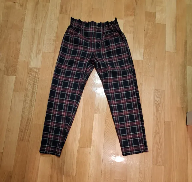 Pantalón largo de cuadros Zara