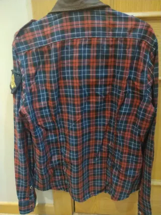 Camisa RARE cuadros y cuero Talla XL