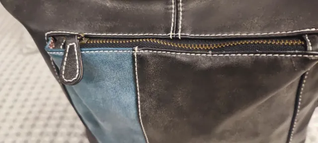 Bolso Caminata de polipiel negro y azul