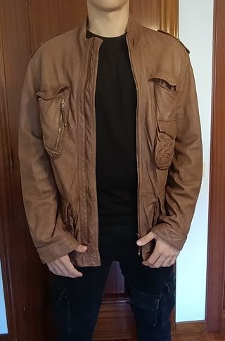 Cazadora Piel Hombre Marrón