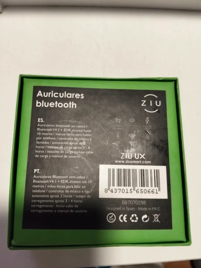 Auriculares Bluetooth Ziu UX Blancos