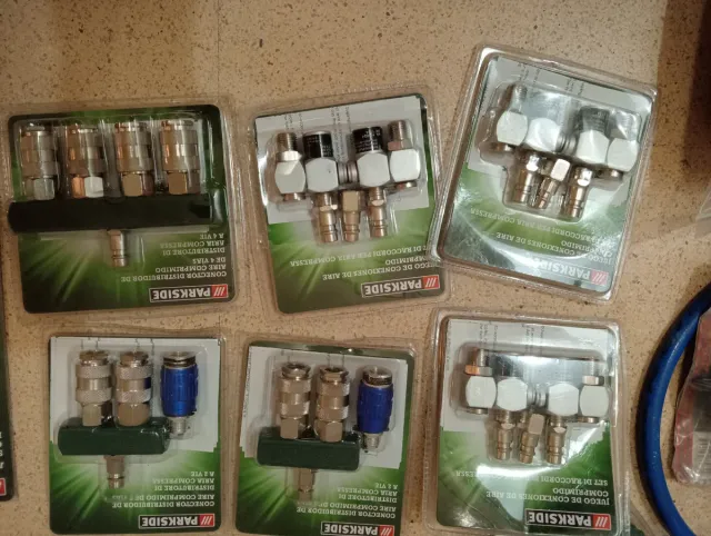 Jgo. de acoples rápidos para aire comprimido y 2