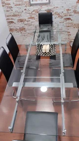 Mesa comedor cristal extensible 90x160 a 240