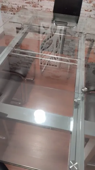 Mesa comedor cristal extensible 90x160 a 240