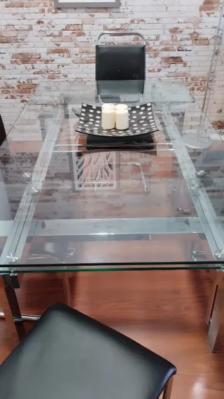 Mesa comedor cristal extensible 90x160 a 240
