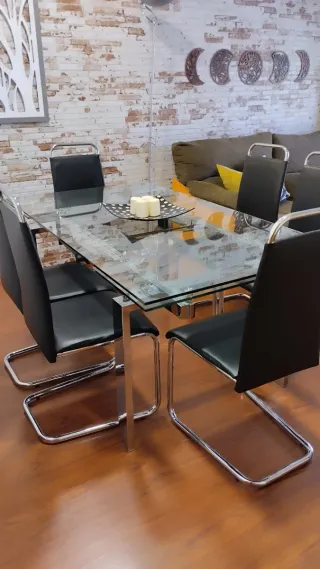 Mesa comedor cristal extensible 90x160 a 240