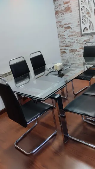 Mesa comedor cristal extensible 90x160 a 240