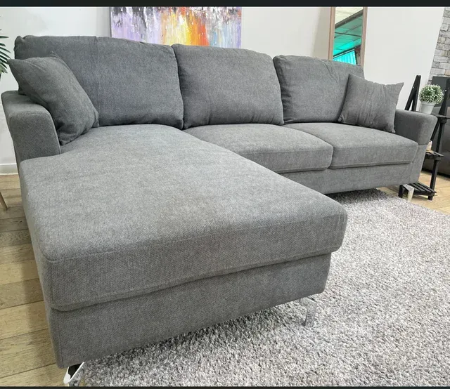 Sofá Chaise Longue Gris Tela