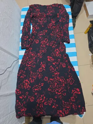 Abito Zara midi fantasia floreale nero/rosso tagli
