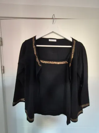 Conjunto Chaqueta y Top Mujer Negro Dorado