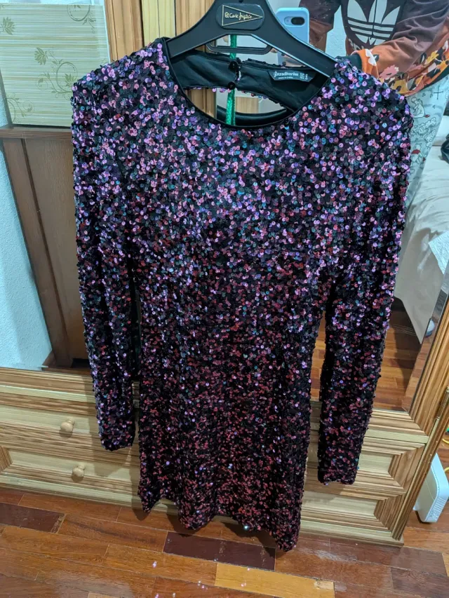 Vestido fiesta lentejuelas morado