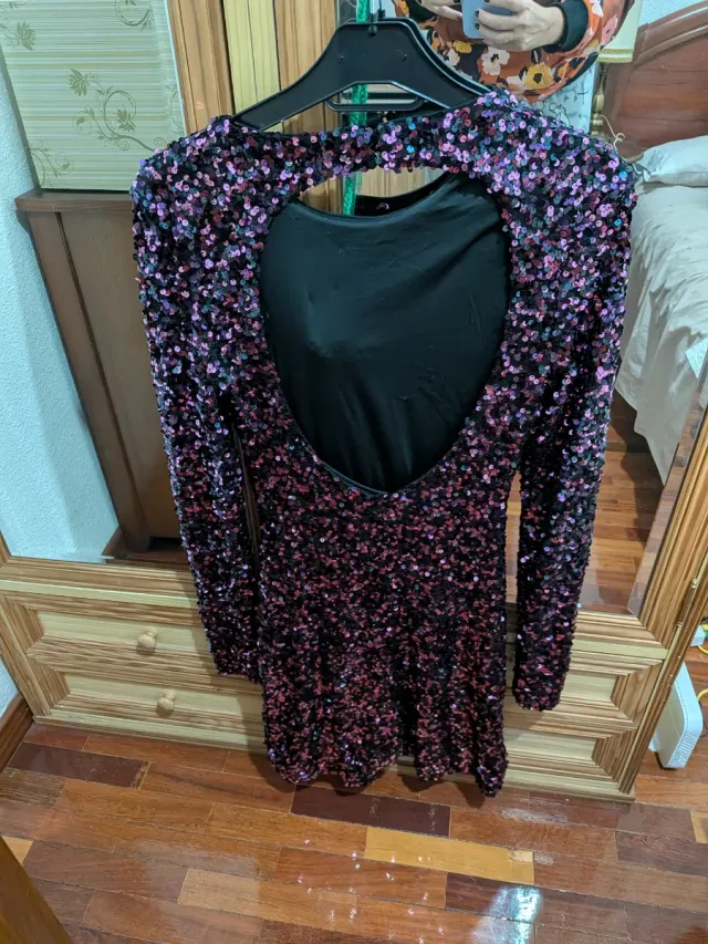 Vestido fiesta lentejuelas morado