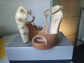 Sandalias Geox Cuoio Tacon Cuña Piel Talla 39