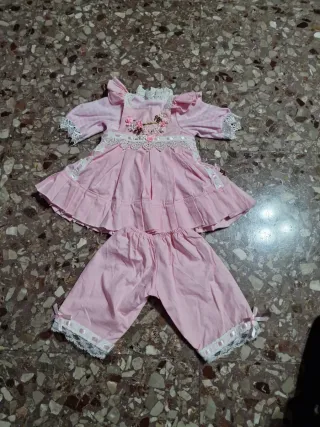 Vestito bambola rosa con pizzo