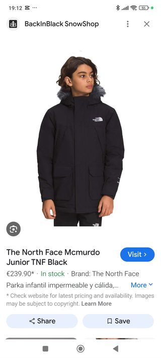 Cazadora The North Face niño negra