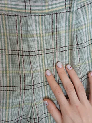 Pantalones cuadros verdes Stradivarius mom fit