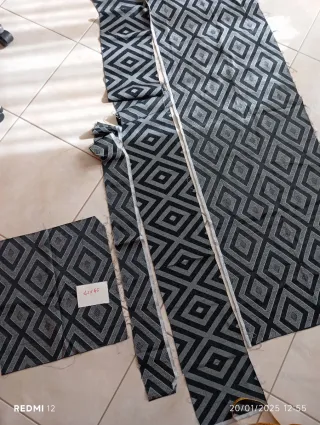 Ritagli stoffa fantasia floreale blu beige e rombi