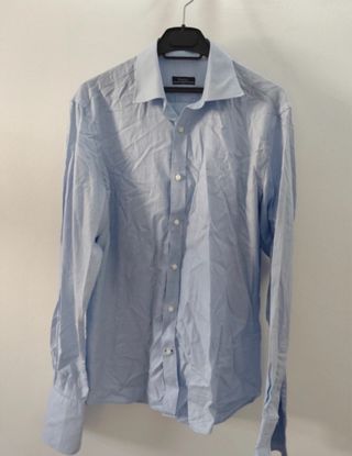 Camisa Dustin traje puño doble azul