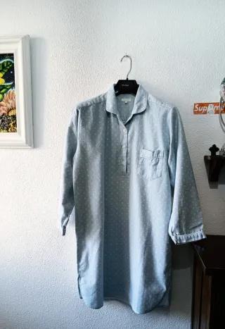 Camisón franela Celeste y Blanco Talla M-S