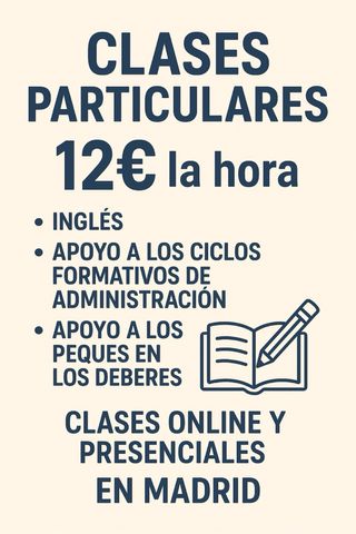 Clases de inglés y apoyo general a alumnos de FP