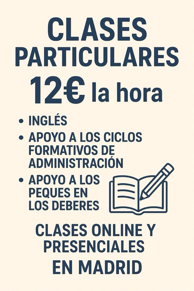Clases de inglés y apoyo general a alumnos de FP
