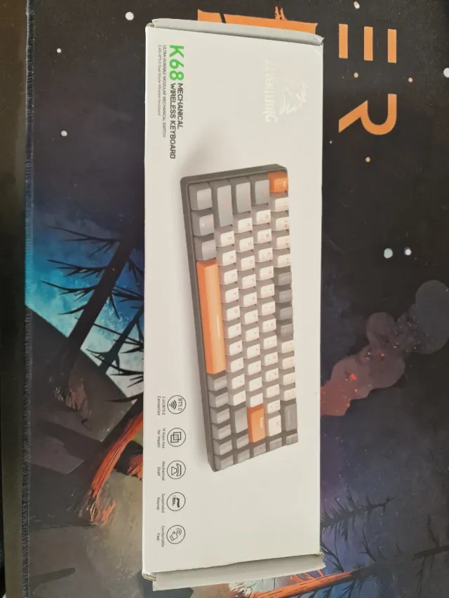 Teclado Mecánico Retro Gris y Naranja