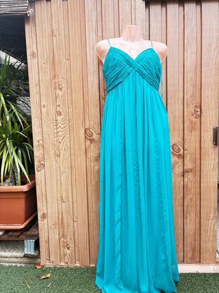 Vestido fiesta azul turquesa