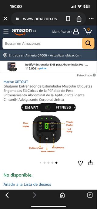 Cinturón EMS Entrenador Muscular