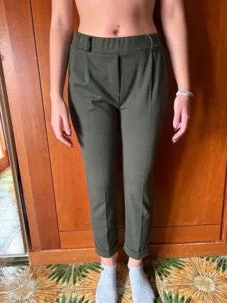 Pantaloni vita alta elasticizzati verdi
