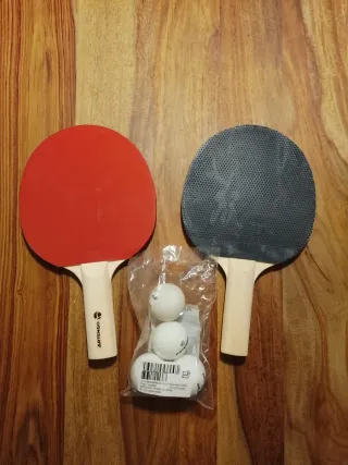 Set 2 palas ping pong y 4 pelotas