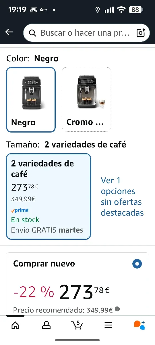Cafetera Philips Serie 2200