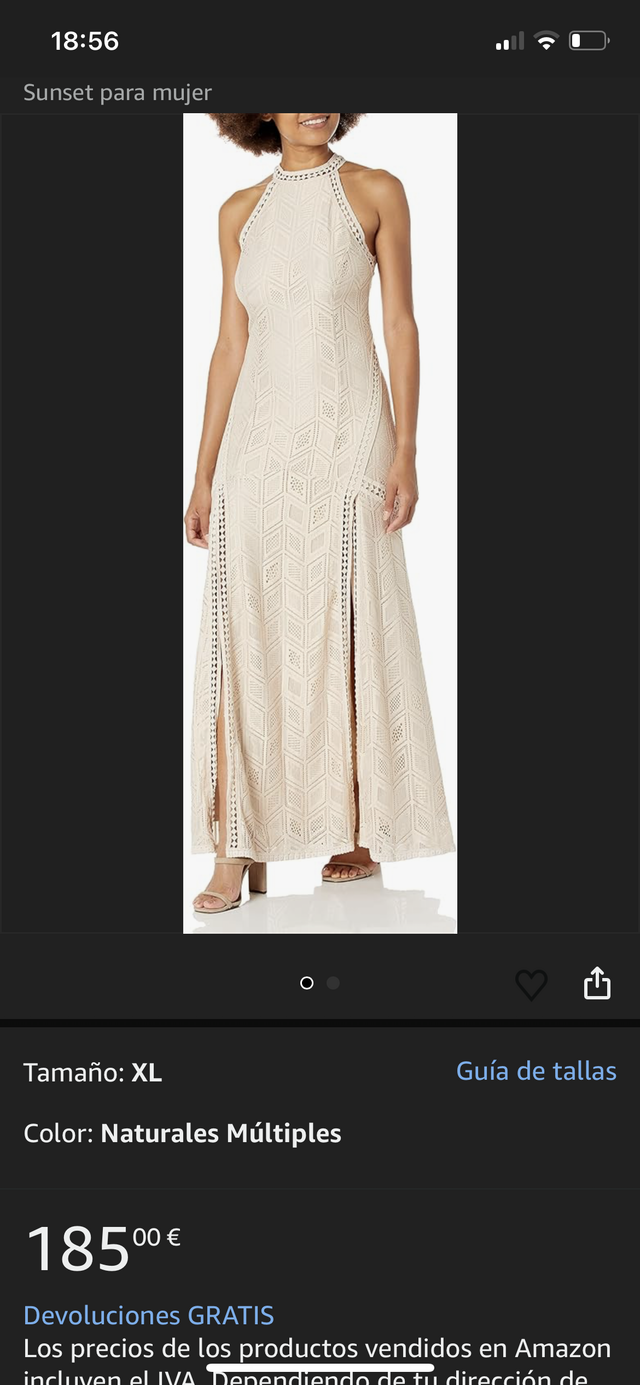 Vestido largo encaje blanco Guess