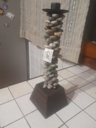 Portacandele design sassi multicolori naturali