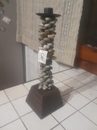 Portacandele design sassi multicolori naturali