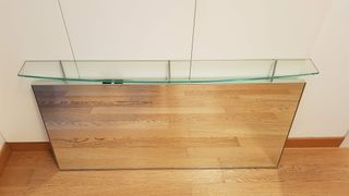 Specchio bagno con luci e mensola in vetro